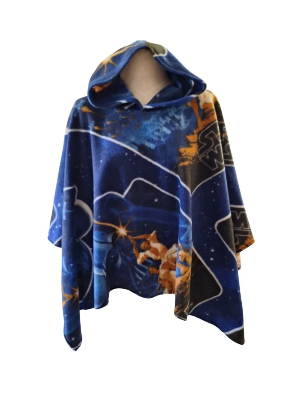 Star Wars Handmade Fleece Poncho Hooded Blue Galaxy Medium Adult Teen - Picture 1 of 10